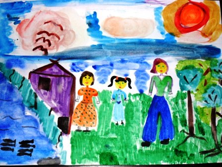 детский рисунок на конкурс сайта о нумерологии, лето, прогулка, море