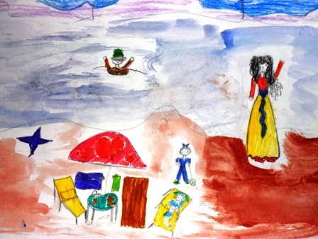 детский рисунок, конкурс на сайте о нумерологии, море, лето, прогулка